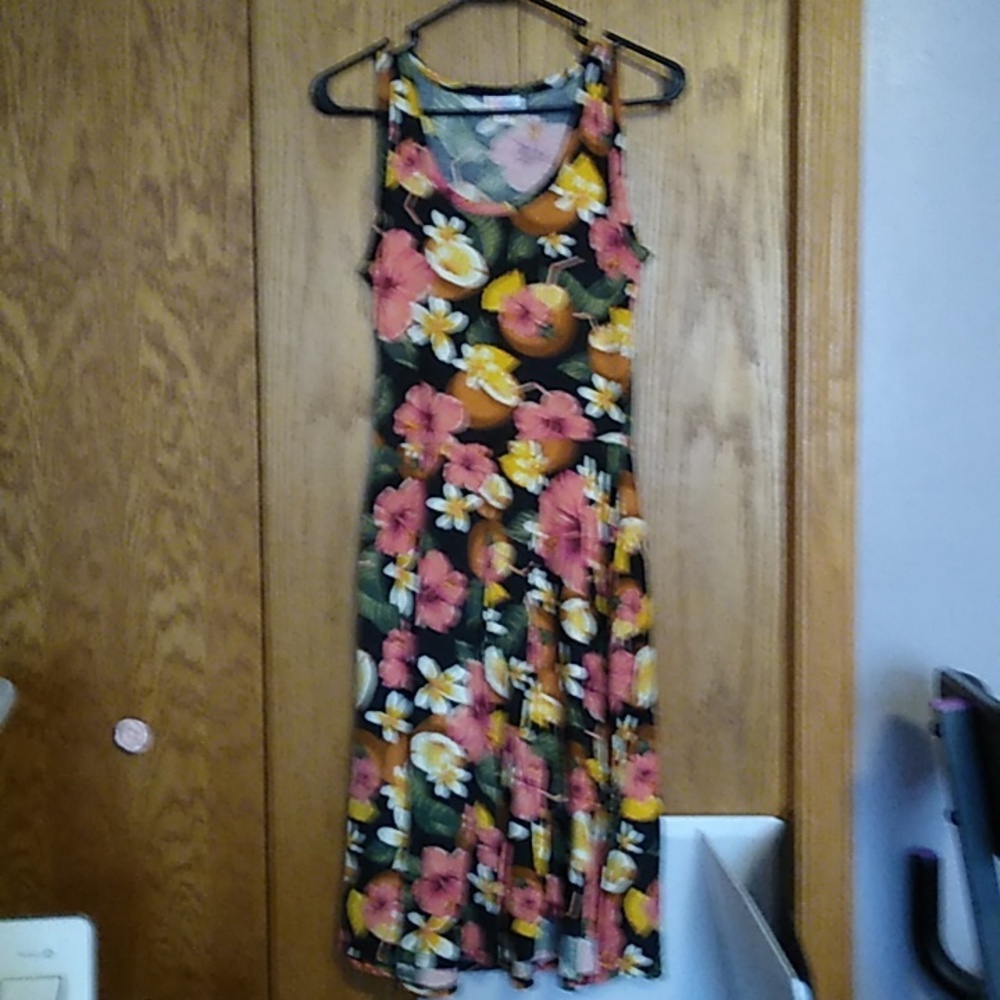 LuLaRoe black and tropical Nikki dress with pockets, size XS